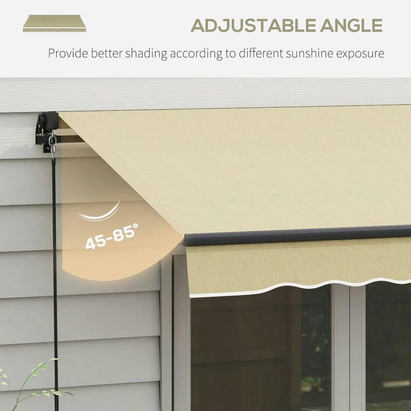 8' x 6.5' Retractable Awning, 280gsm UV Resistant Sunshade Shelter