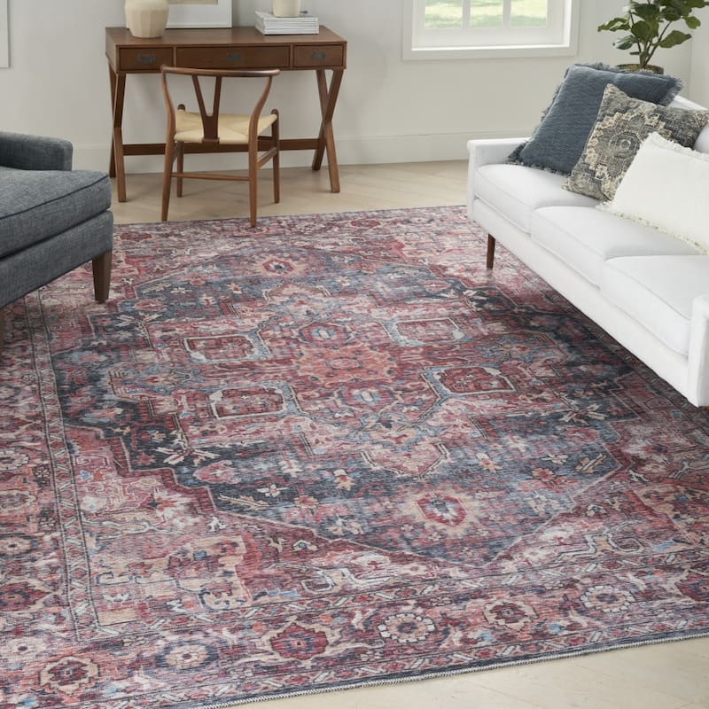 Hequ Power Loomed Distressed Floral Area Rug By HomeRoots - 9' x 12'