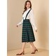 preview thumbnail 7 of 21, Women Vintage Plaid A-Line Overall Suspender Midi Skirt