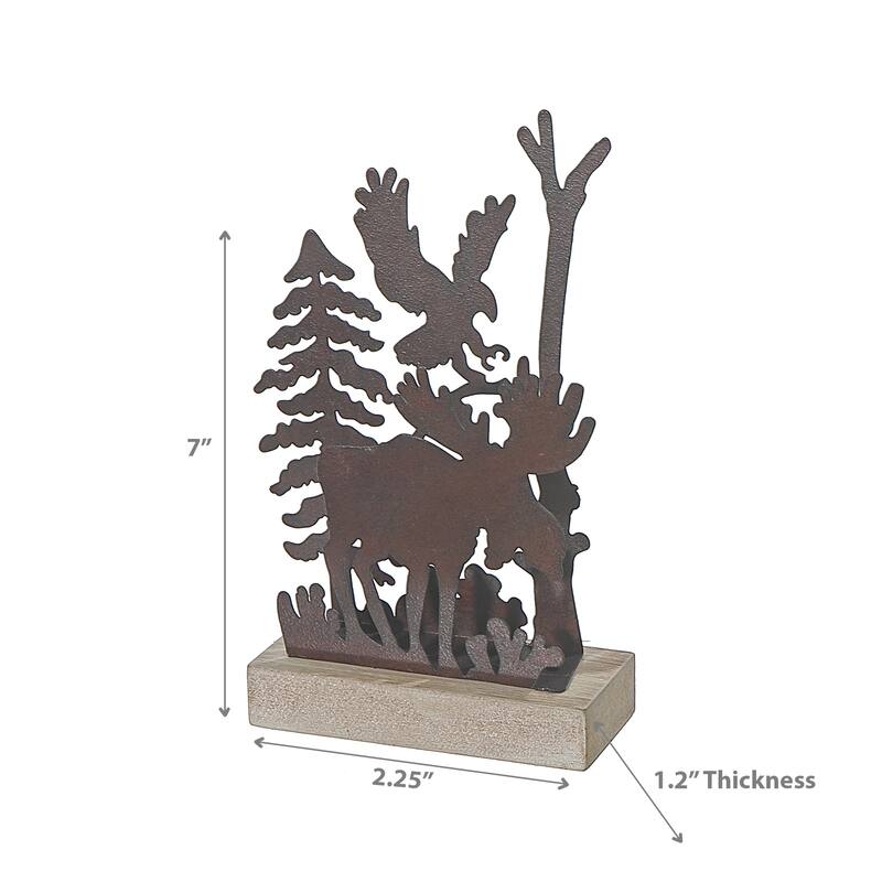 Metal And Wood Moose Small