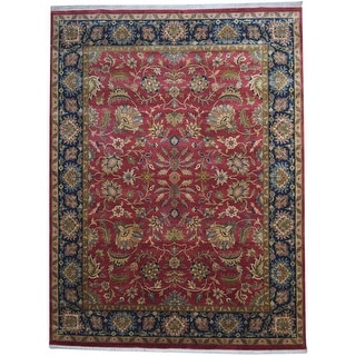 One of a Kind Hand-Knotted Persian 9' x 12' Oriental Wool Red Rug - 9' x 11'