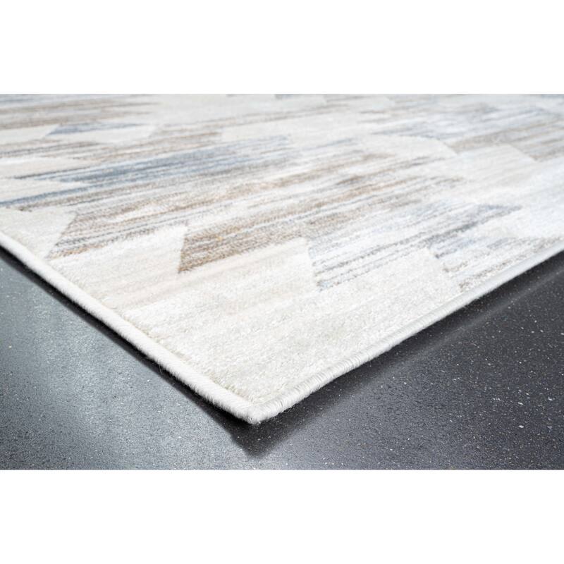 Blue, Brown, Chocolate, Copper, Grey, Ivory and White Viscose Area Rug - 6' x 7'