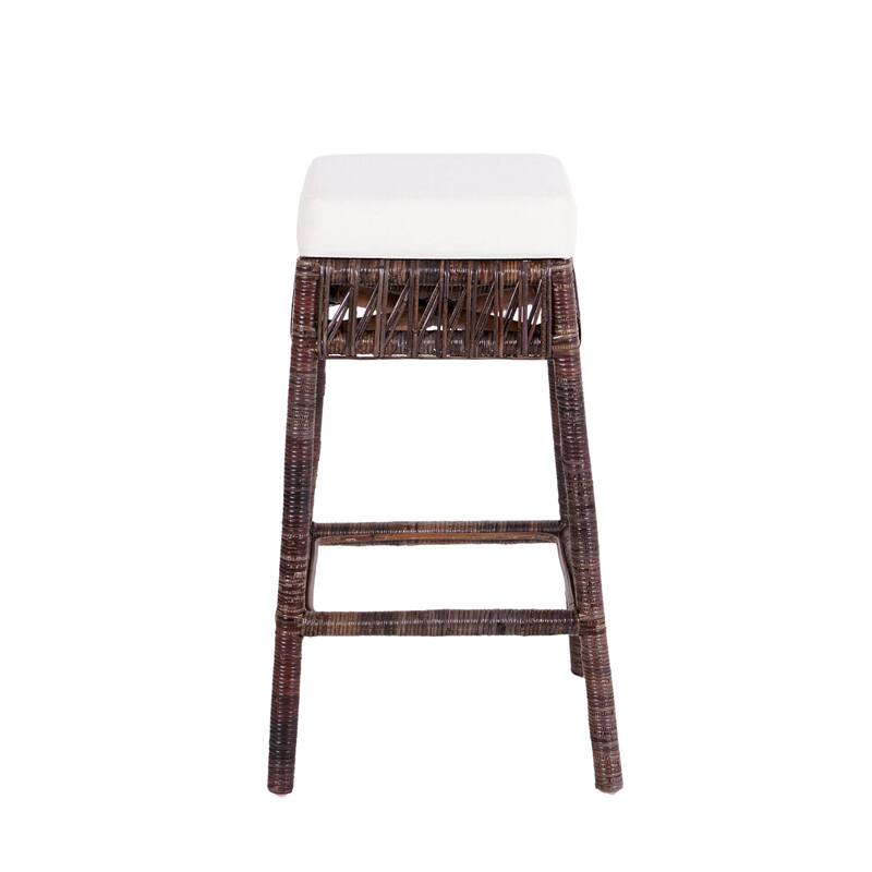 Maui Bohemian Basics Rattan Backless Bar Stool, by JONATHAN Y