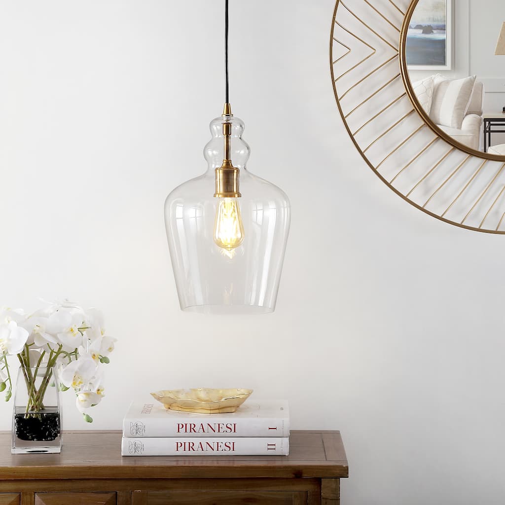 SAFAVIEH Lighting Reka Glass Led Adjustable Pendant - 9" W x 9" L x 17-89" H - 9Wx9Dx89H