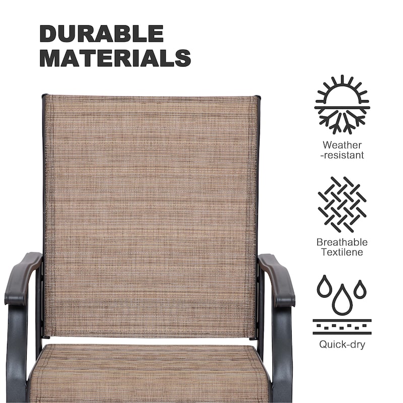 Nuu Garden Swivel Textilene and Iron Outdoor Patio Chairs with Powder-coated Finish