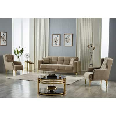 Cairns 3-Pieces Comfortable Sleeper Modern One Sofa Two Chair Living Room Set