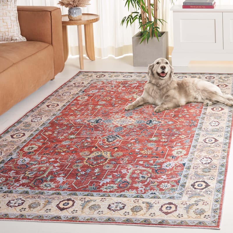 SAFAVIEH Arizona Ketrin Vintage Machine Washable Rug - 9' x 12' - Rust/Beige