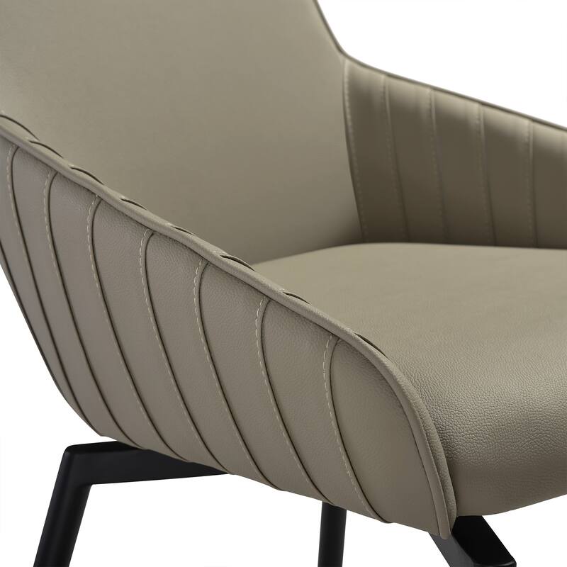 Shilo Faux Leather Upholstered Swivel Dining Chairs with Black Legs - Set of 2