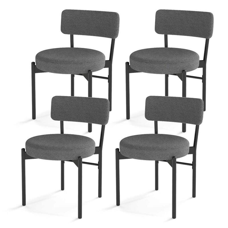 2/4 pcs Dining Chairs Sherpa Upholstered Kitchen Chairs Armless Chairs - Grey - 4 pcs