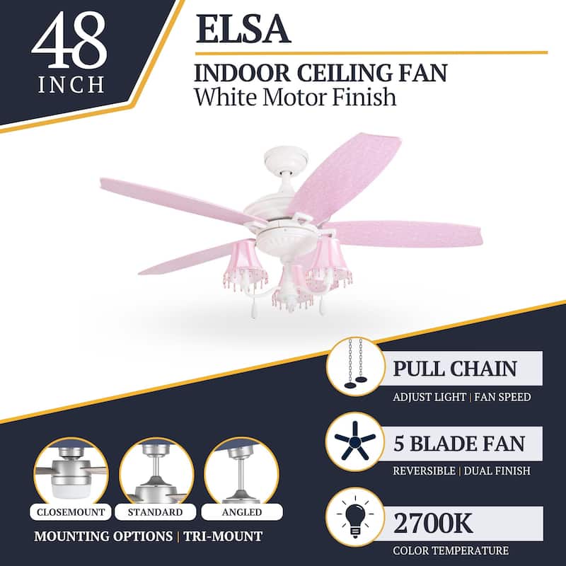 Taylor & Olive Calendula 48-inch White/ Pink LED Ceiling Fan
