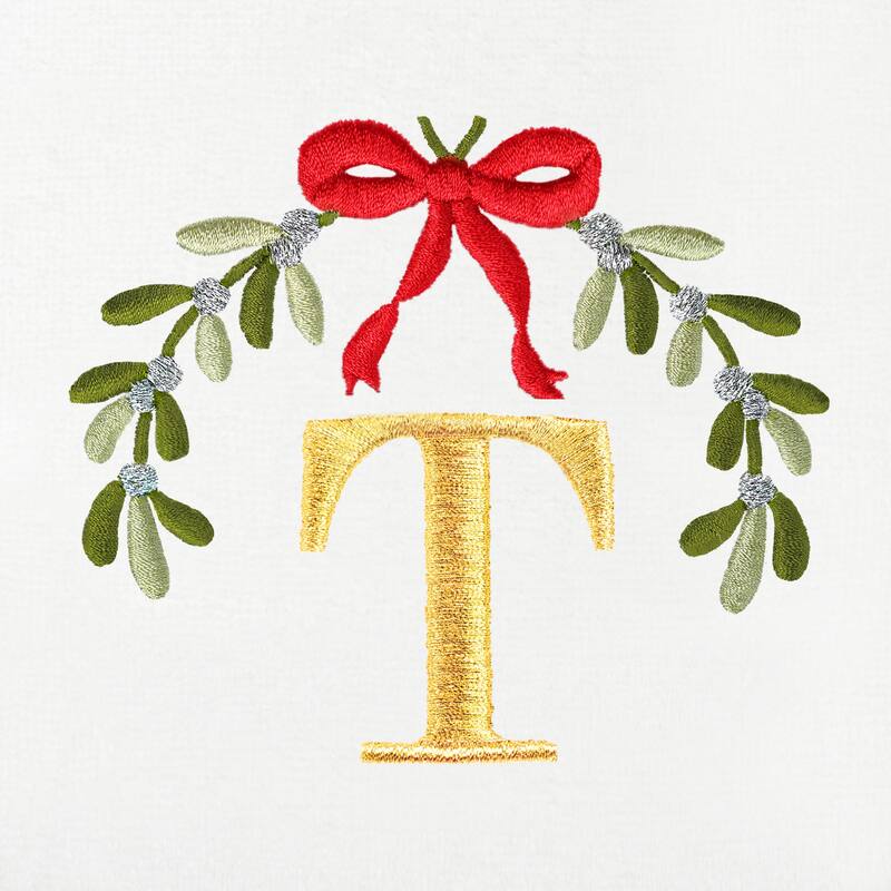 Authentic Hotel and Spa Christmas MISTLETOE MONOGRAM Embroidered Luxury 100% Turkish Cotton Hand Towels Set of 2