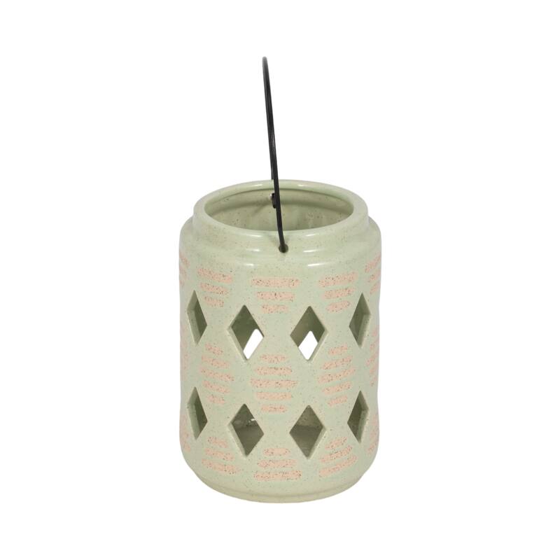 Ceramic Cut-Out Diamond Modern Lantern