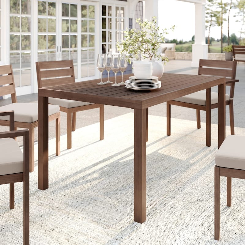 Martha Stewart 62" All-Weather Patio Dining Table with Umbrella Hole - 62"D x 35"W x 30"H