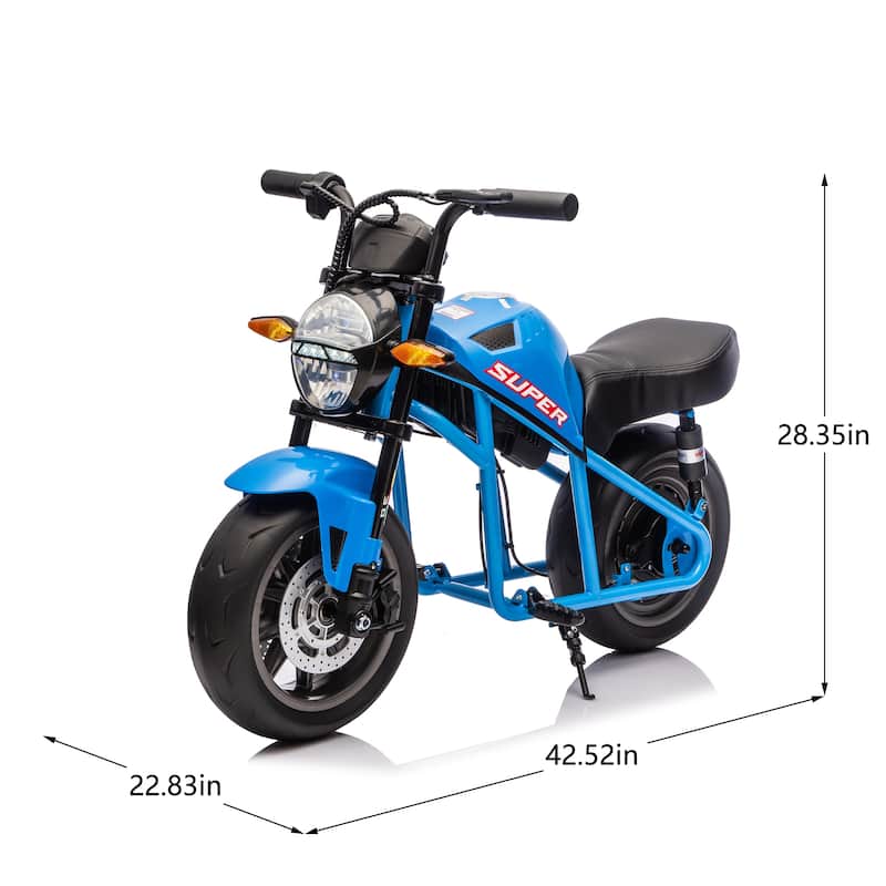 Simple Electric Bike Kids Electric Motorcycle Blue 24V Ride-On Motorcycle with Built-in Music & LED Lights