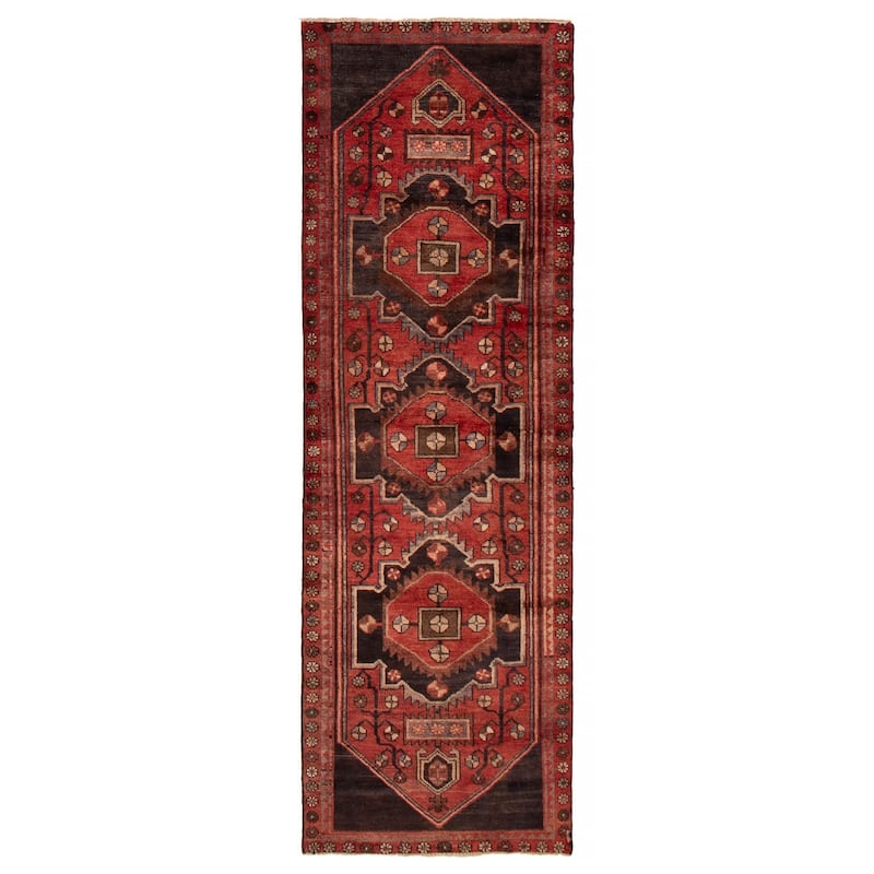 ECARPETGALLERY Hand-knotted Andelz Red Wool Rug - 3'1 x 9'7 - Dark Red - 3'1 x 9'7
