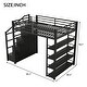 preview thumbnail 7 of 28, Full Size Metal Loft Bed with Storage Shelves, Cabinets and Wardrobe Metal Support Bed Frame for Kids, No Box Spring Needed