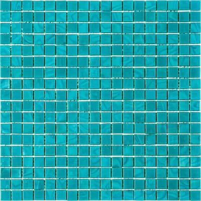 Apollo tile 12" x 12" Skosh Glossy Dark Blue-Green Glass Tile (18.69 sq ft/case) - 20 Pack