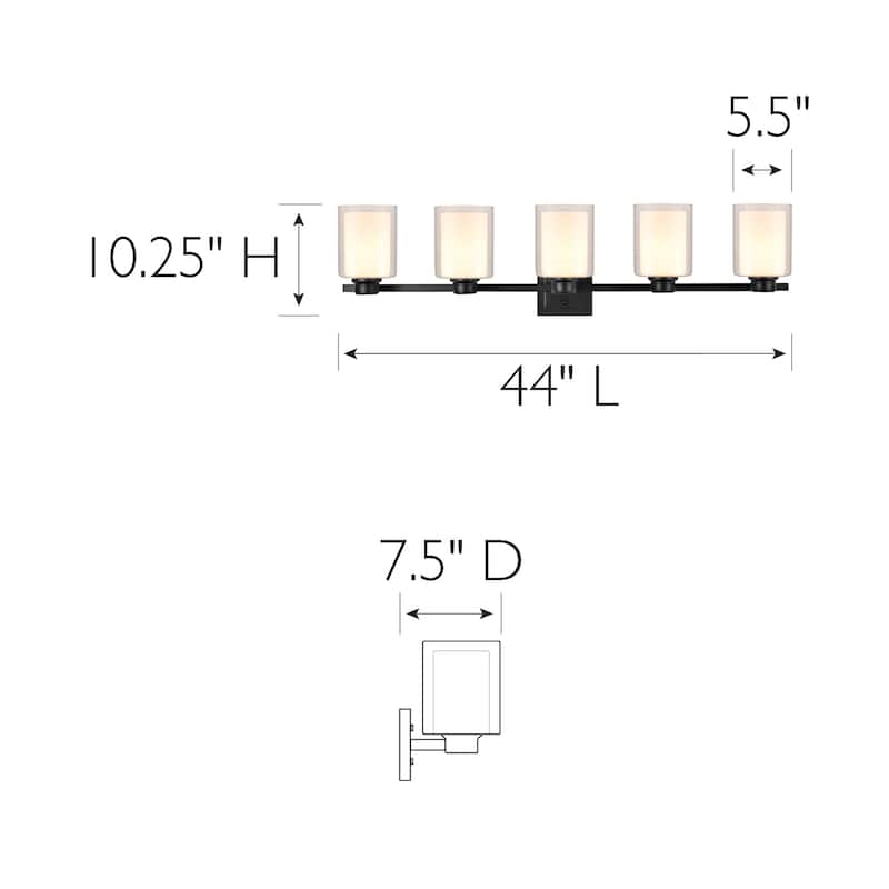 5 Light Oslo Vanity Light Fixture Matte Black - Matte Black