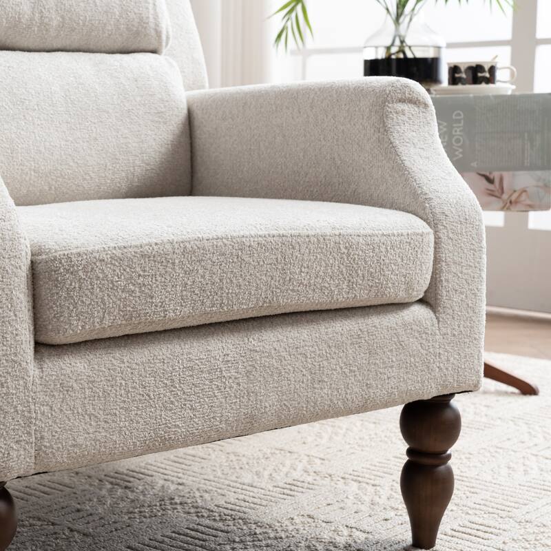 Upholstered Armchair With Wood Legs, Accent Chair