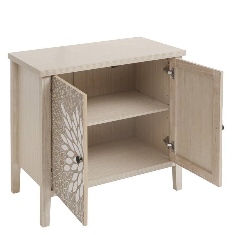 2-Door Carved Storage Cabinet with Adjustable shelf, Accent Furniture for Living Room, Hallway