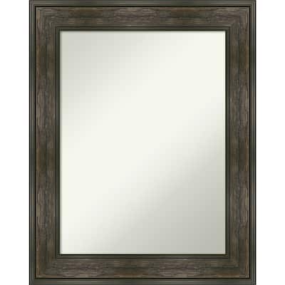Non-Beveled Bathroom Wall Mirror - Rail Rustic Char Frame