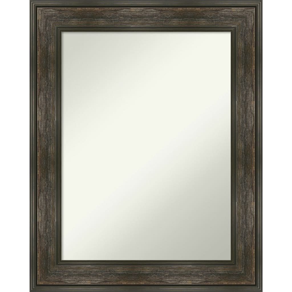 Non-Beveled Bathroom Wall Mirror - Rail Rustic Char Frame
