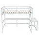 preview thumbnail 14 of 16, Full Size Loft Bed Kids Bed with Built-in Desk Ladder Platform and Ladders Guardrails, Grey