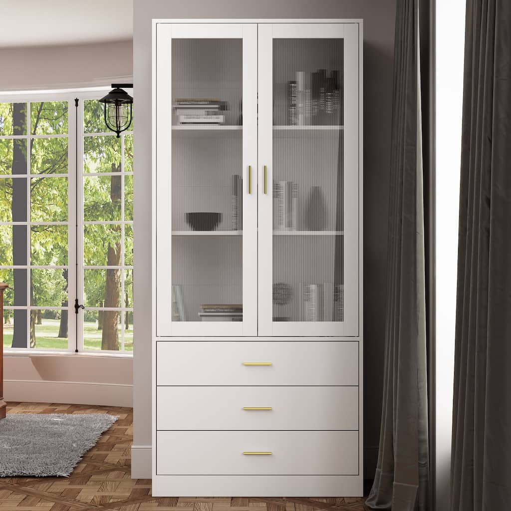 Home Office Storage Cabinet 70.9" Tall Display Cabinet Bookcase PC