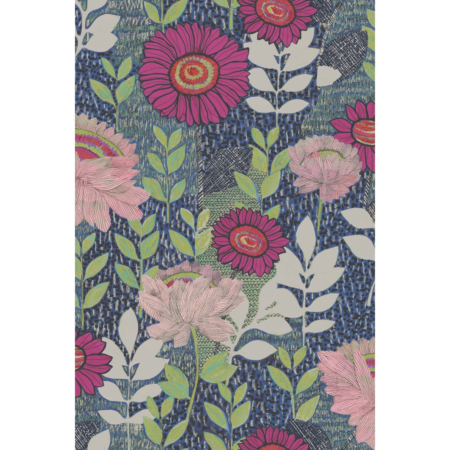 Tamara Day Botanical Garden Peel and Stick Wallpaper Blue By Roommates