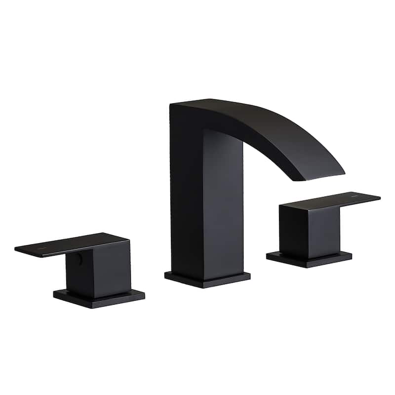 Black Dual Handle 3 Holes Waterfall Bathroom Faucet