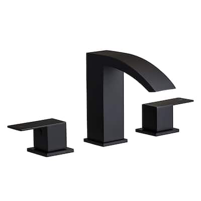 Black Dual Handle 3 Holes Waterfall Bathroom Faucet