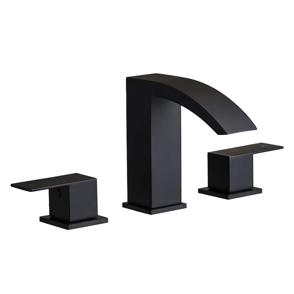 Black Dual Handle 3 Holes Waterfall Bathroom Faucet