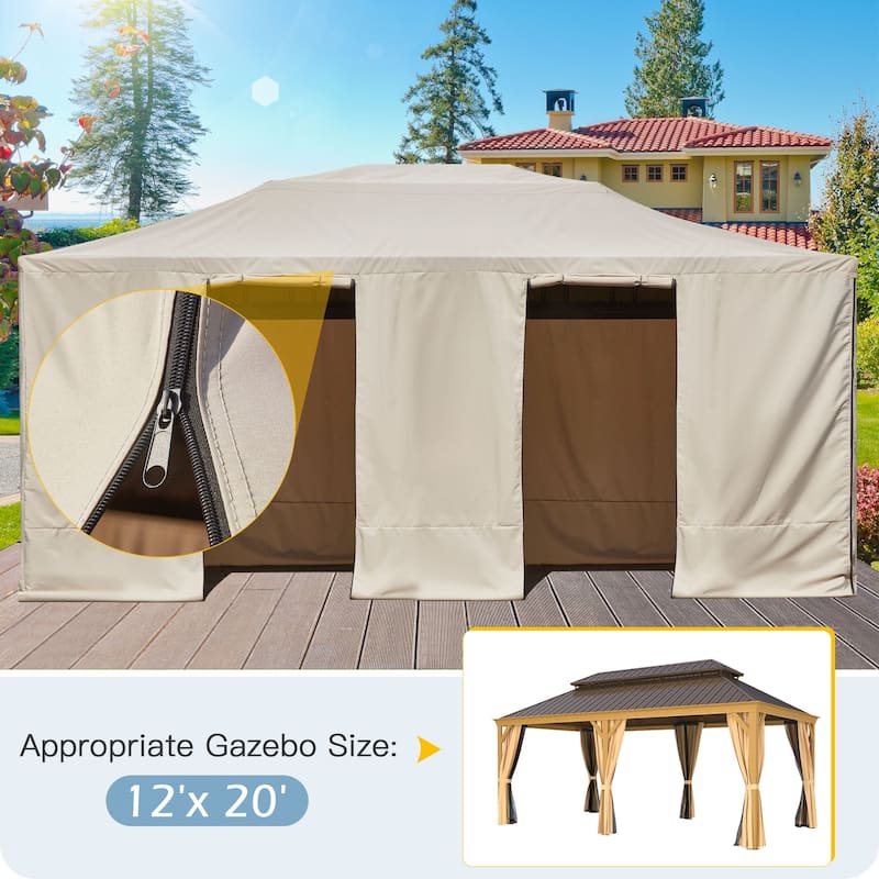 Erommy Hardtop Wood Gazebo with Double Roof – Free Dust Cover with 12x16 or 12x20 Model – Waterproof Outdoor Gazebo