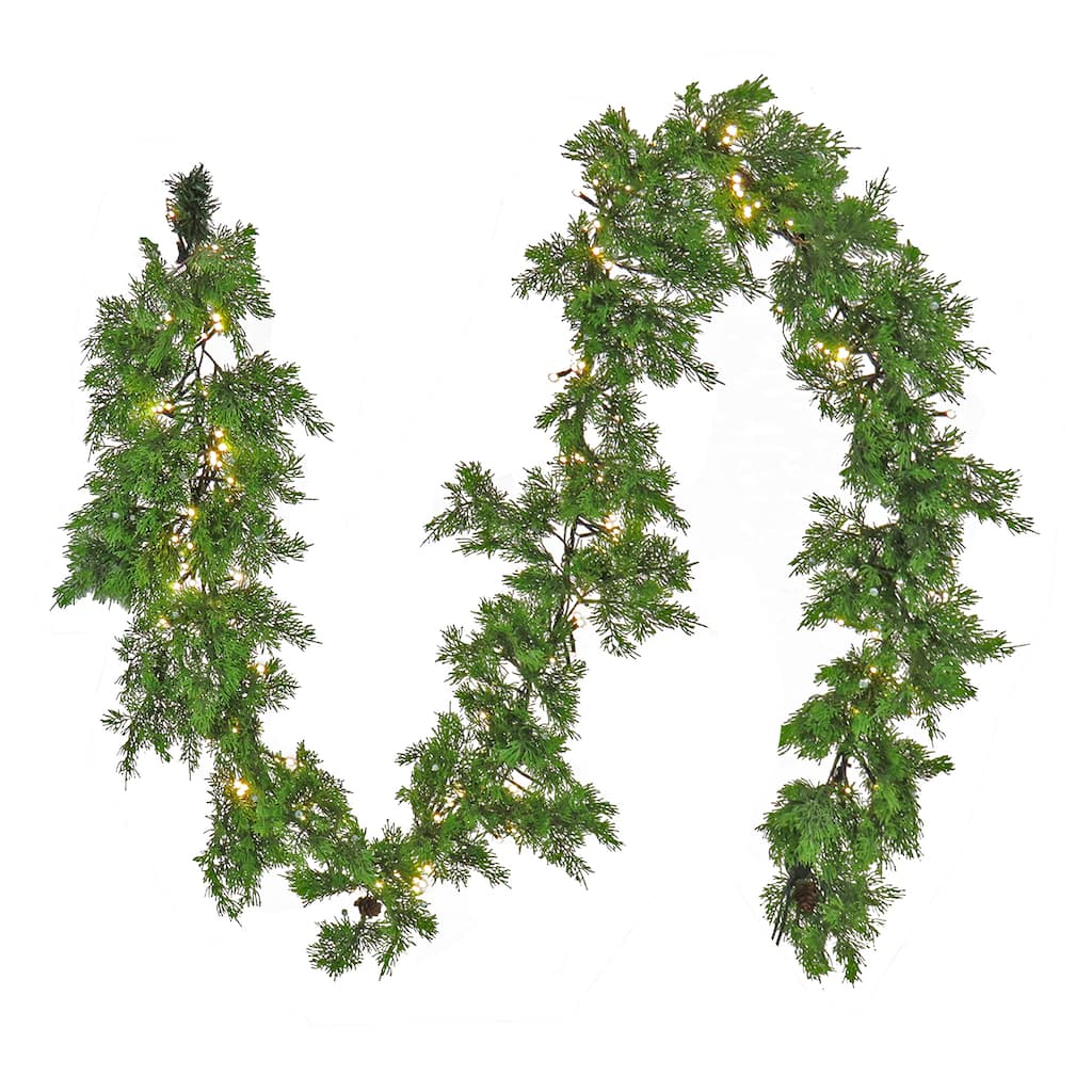 National Tree Company 9 ft. Feel Real Pre-Lit Cedar Garland - 9 ft