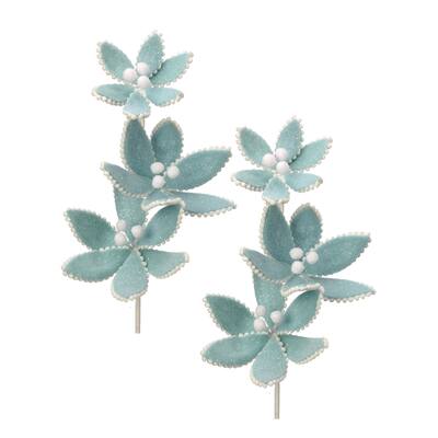 24" Frosted Triple Candy Poinsettia Stem