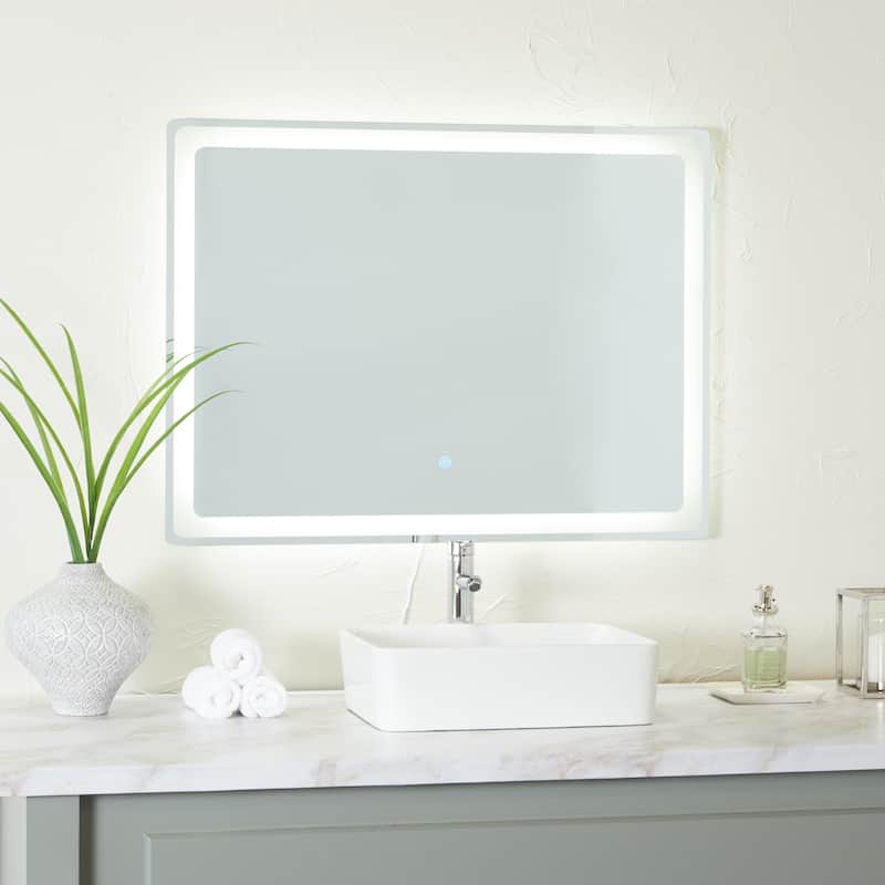 Glass Anti Fog Mirror with LED Light - Silver - Roche River Decor