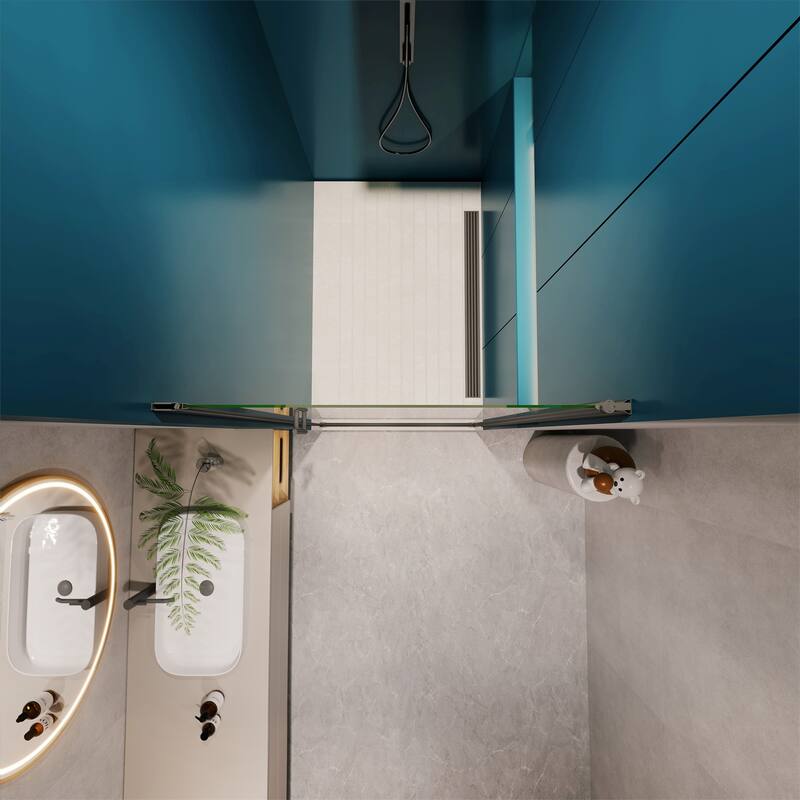 1 3/8" Adjustment Universal Pivot Shower Door with 1/4" Tempered Glass