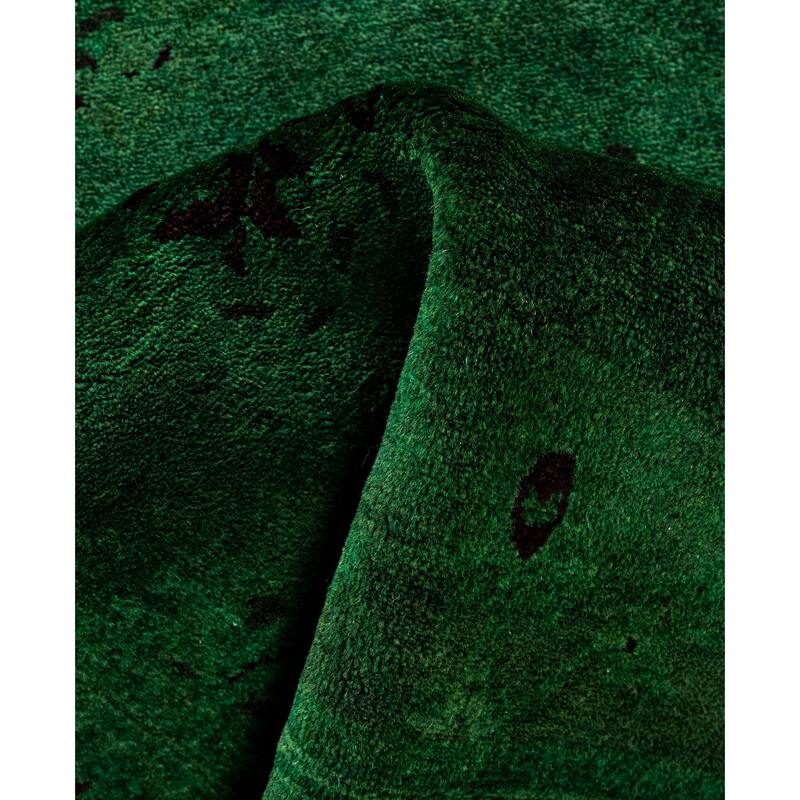 Overdyed One-of-a-Kind Hand-Knotted Area Rug - Green - 3' 1" x 13' 0"