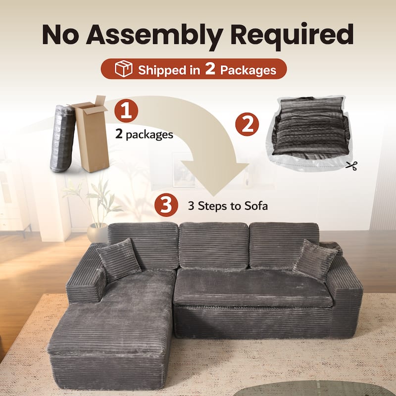 OVIOS No-Assembly L-Shaped Chaise Sofa