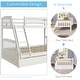 preview thumbnail 8 of 7, White Twin Over Full Solid Wood Bunk Bed with Two Storage Drawers, Removable Ladder, Guard Rails