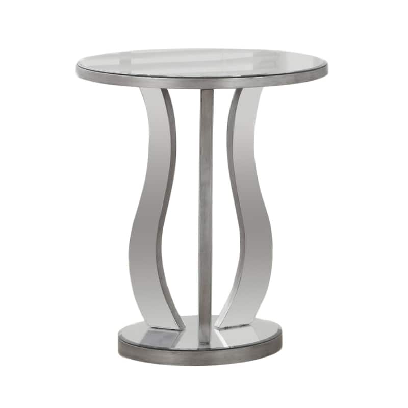 Luxury Accent Table - Mirrored Geometric Design - Living Room Decor - Round Tabletop - Stylish Side Table - 24