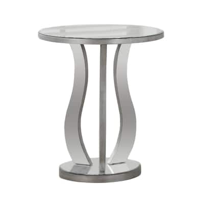 Luxury Accent Table - Mirrored Geometric Design - Living Room Decor - Round Tabletop - Stylish Side Table - 24