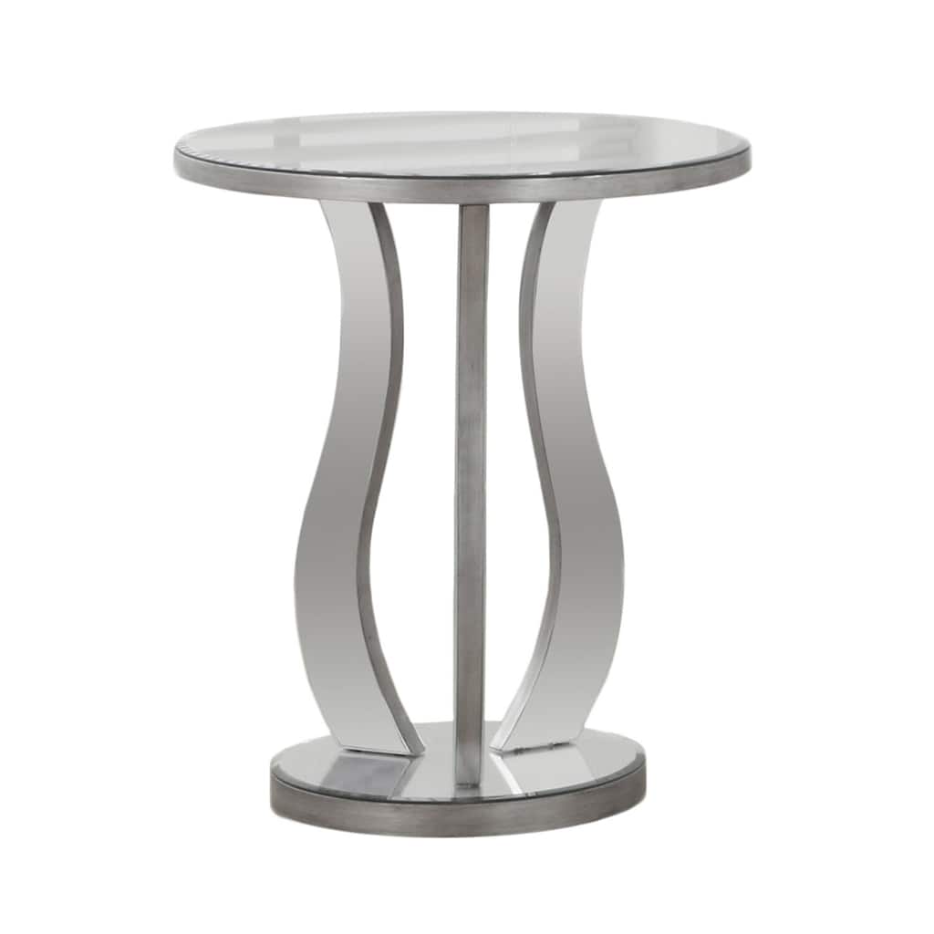 Luxury Accent Table - Mirrored Geometric Design - Living Room Decor - Round Tabletop - Stylish Side Table - 24