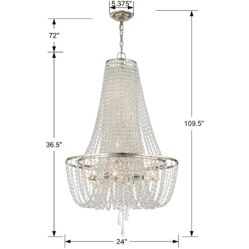 Arcadia 9 Light Antique Silver Chandelier - 24"W x 36.5"H