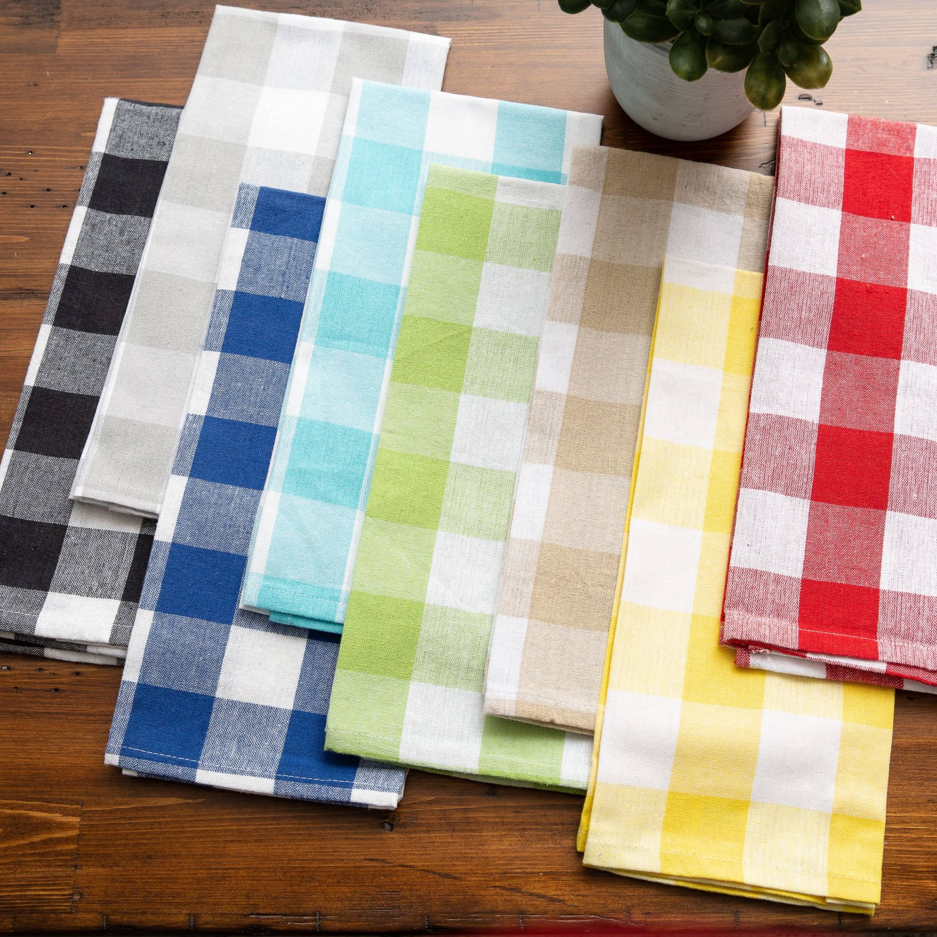Fabstyles Country Check Cotton Kitchen Towel Set of 4 - 18x28