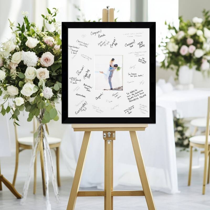 Museum Signature Mat Picture Frame - Autograph Photo Frame Guest Book Alternative for Weddings, Graduations, or Retirement - 8x10
