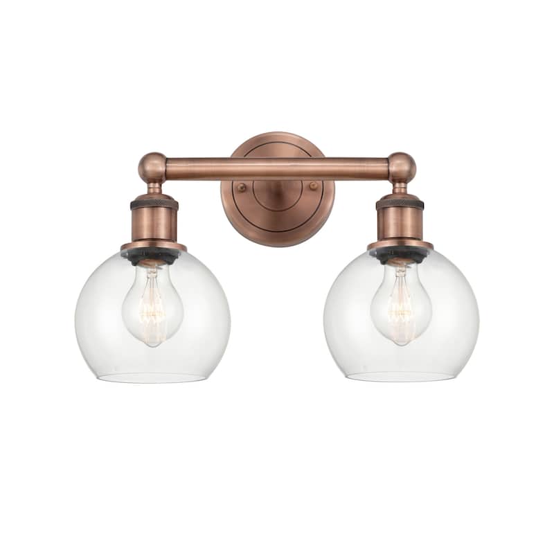 Innovations Lighting 616-2W-11-15 Athens Vanity Athens Deco Swirl 2 - Antique Copper / Clear