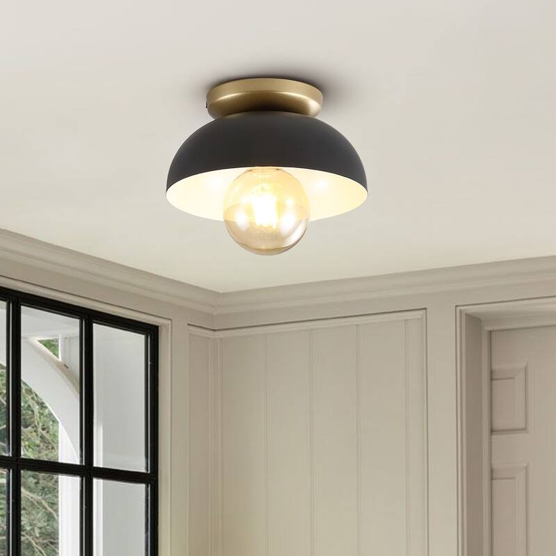 Rodanthe 8.5" 1-Light Classic Industrial Iron LED Flush Mount, by JONATHAN Y