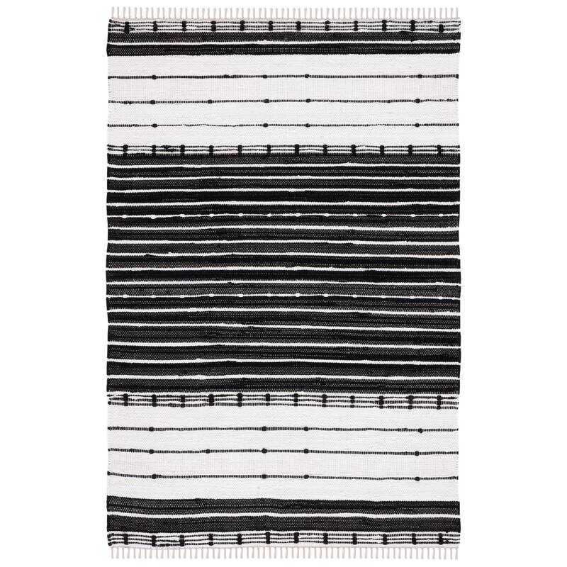 SAFAVIEH Handmade Striped Kilim Teika Transitional Rug - 5' x 8' - Black/Ivory