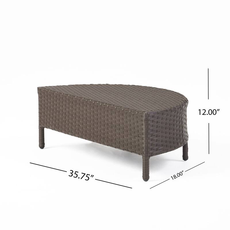 Newton Outdoor Half-Round Coffee Table - Wicker - Gray by Christopher Knight Home
